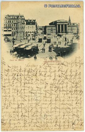ansichtkaart: Amsterdam, Dam en Beurs