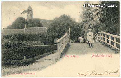 ansichtkaart: Aarlanderveen, Brug en Kerk