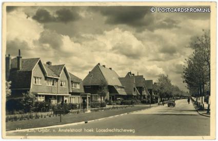 Hilversum, Gijsbr. V. Amstelstraat hoek Loosdrechtscheweg ansichtkaart: Hilversum, Gijsbr. V. Amstelstraat hoek Loosdrechtscheweg
