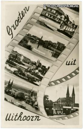 ansichtkaart: Uithoorn, Julianalaan - Amstel - Park - R.K. Kerk
