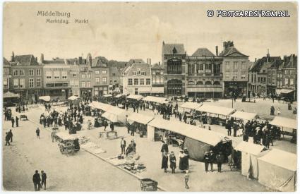 Middelburg, Marktdag. Markt ansichtkaart: Middelburg, Marktdag. Markt