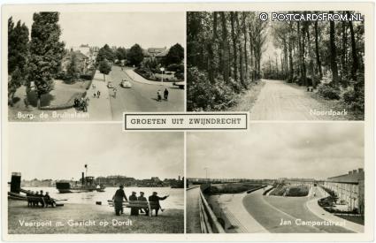 ansichtkaart: Zwijndrecht, Burg. de Bruinelaan - Noordpark - Veerpont - Jan Campertstraat