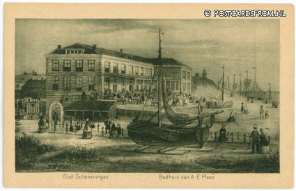 Scheveningen, Oud Scheveningen. Badhuis van A.E. Maas ansichtkaart: Scheveningen, Oud Scheveningen. Badhuis van A.E. Maas