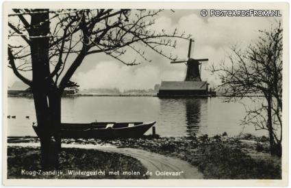 Koog aan de Zaan, Koog-Zaandijk, Wintergezicht met molen 'de Ooievaar' ansichtkaart: Koog aan de Zaan, Koog-Zaandijk, Wintergezicht met molen 'de Ooievaar'