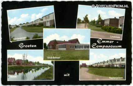 ansichtkaart: Emmer-Compascuum, Kastanjelaan - Lindelaan - Kastanjelaan