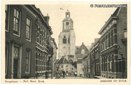 ansichtkaart: Bergen op Zoom, Hoogstraat - Ned. Herv. Kerk