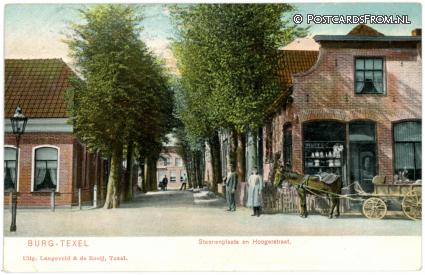 ansichtkaart: Den Burg, Steenenplaats en Hoogerstraat