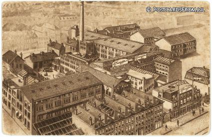 ansichtkaart: Rotterdam, Jamin fabrieken van: Cacao, Chocolade. 135 filialen in Nederland