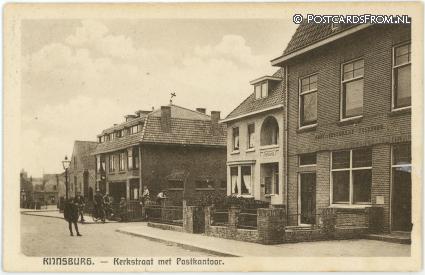 ansichtkaart: Rijnsburg, Kerkstraat met Postkantoor