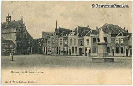 ansichtkaart: Brouwershaven, Groete uit