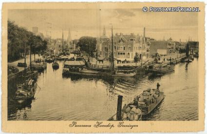 Groningen, Panorama Hoendiep ansichtkaart: Groningen, Panorama Hoendiep