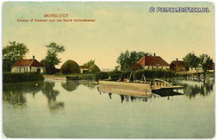 Akersloot, Schouw of Pontveer over het Noordd Hollandskanaal ansichtkaart: Akersloot, Schouw of Pontveer over het Noordd Hollandskanaal