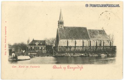 Broek op Langedijk, Ger. Kerk en Pastorie ansichtkaart: Broek op Langedijk, Ger. Kerk en Pastorie