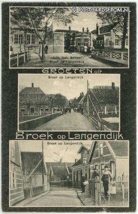 ansichtkaart: Broek op Langedijk, Groeten uit