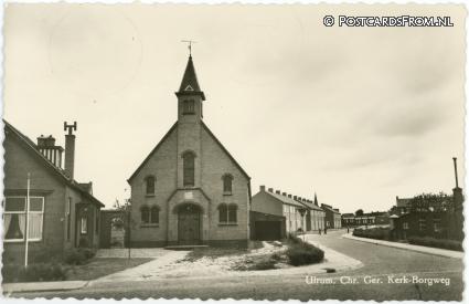 Ulrum, Chr. Ger. Kerk - Borgweg ansichtkaart: Ulrum, Chr. Ger. Kerk - Borgweg