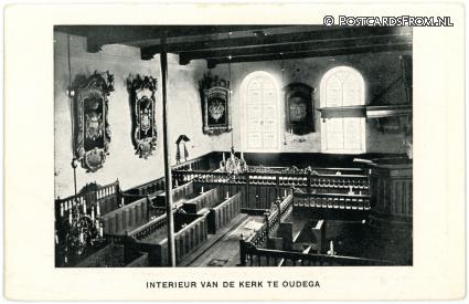 ansichtkaart: Oudega W., ? Interieur van de kerk