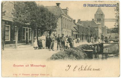 ansichtkaart: Minnertsga, Groeten uit