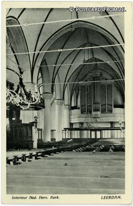 ansichtkaart: Leerdam, Interieur Ned. Herv. Kerk