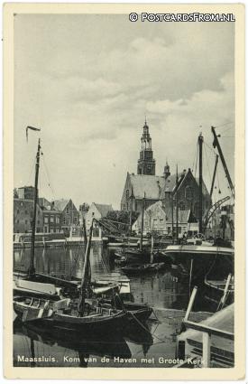 Maassluis, Kom van de Haven met Groote Kerk ansichtkaart: Maassluis, Kom van de Haven met Groote Kerk