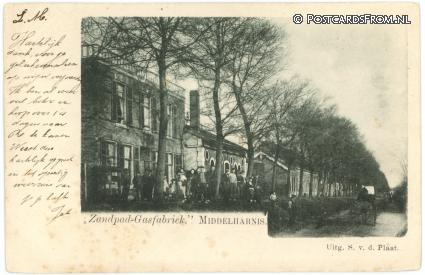 ansichtkaart: Middelharnis, Zandpad - Gasfabriek