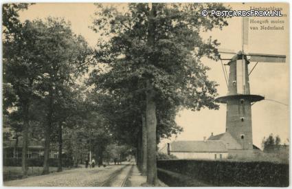 ansichtkaart: Princenhage, Liesboschlaan met korenmolen. Hoogste molen van Nederland