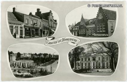 Hoogerheide, Centrum - Gemeentehuis - Bungalowpark - Landgoed Mattemburgh ansichtkaart: Hoogerheide, Centrum - Gemeentehuis - Bungalowpark - Landgoed Mattemburgh