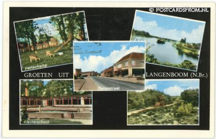 Langenboom, Hertenkamp - Dorpsstraat - Kleuterschool ansichtkaart: Langenboom, Hertenkamp - Dorpsstraat - Kleuterschool