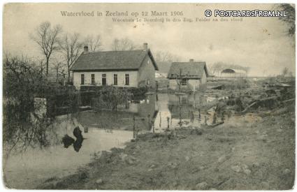 ansichtkaart: Bath, Watervloed Zeeland. Woonhuis 1e Boerderij Eng. Polder