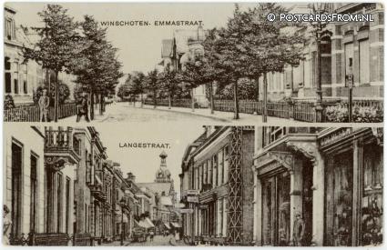 ansichtkaart: Winschoten, Emmastraat - Langestraat