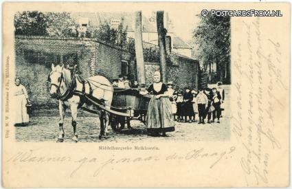ansichtkaart: Middelburg, Middelburgsche Melkboerin
