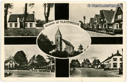 ansichtkaart: Vlagtwedde, Groeten uit
