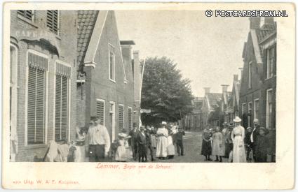 Lemmer, Begin van de Schans. Cafe ansichtkaart: Lemmer, Begin van de Schans. Cafe