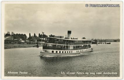 ansichtkaart: Alkmaar, Alkmaar Packet. S.S. 'Czaar Peter' op weg naar Amsterdam